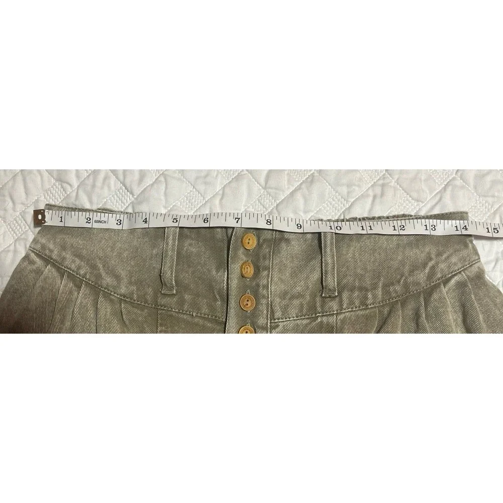 Fantastic Fawn jeans wide leg pants OLIVE green denim pockets pleated dress pant